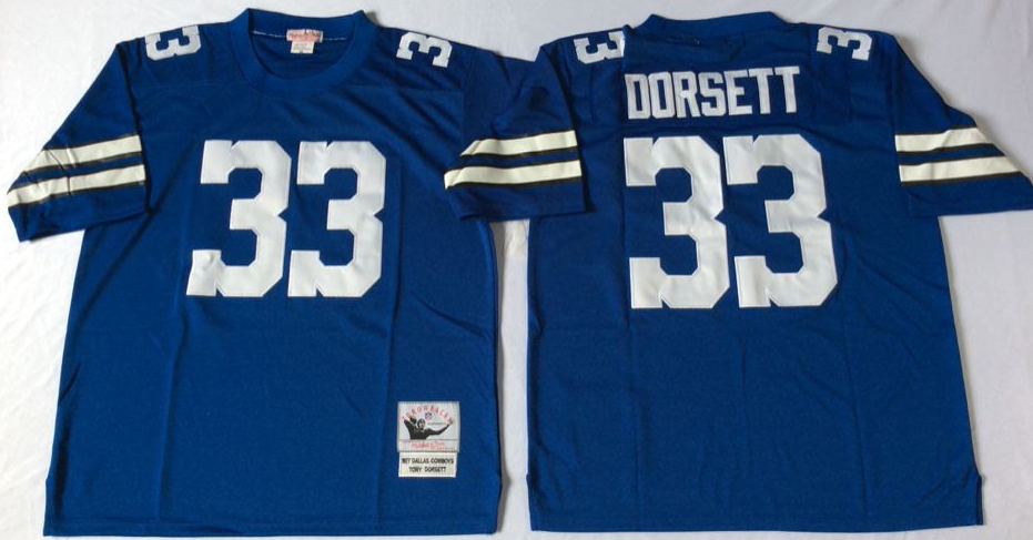 Men NFL Dallas Cowboys 33 Dorsett blue Mitchell Ness jerseys